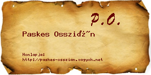 Paskes Osszián névjegykártya